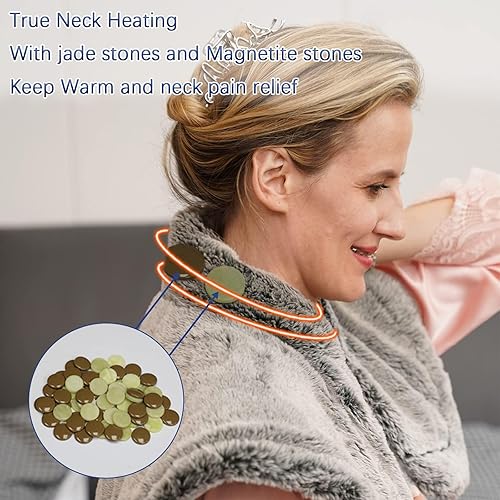 Miniatura 3 de UTK Almohadilla térmica infrarroja lejana para aliviar el dolor de cuello, hombros y espalda, terapia de calor eléctrica con peso, tamaño grande