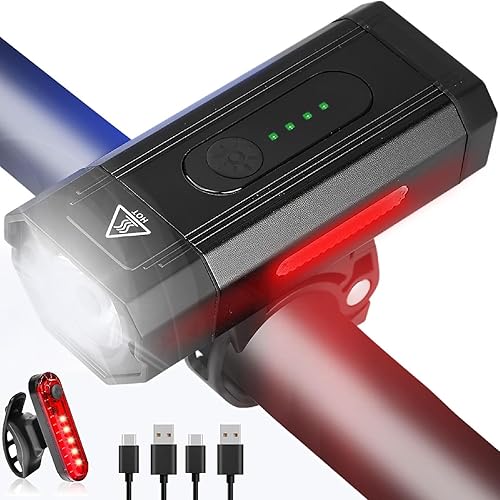 Victoper Bike Lights, High Lumen LED Dirt Bike Lights for Night Riding, Rechargeable Bike Light Front and Back, Mountain Bicycle Lights Set Front