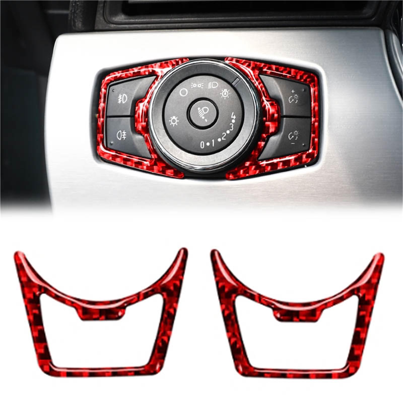 Interior Decoration for Ford for Mustang GT 2015-2020 Carbon Fiber Interior Car Headlight Switch Cover Trim Stickers Decoration Frame Accessories