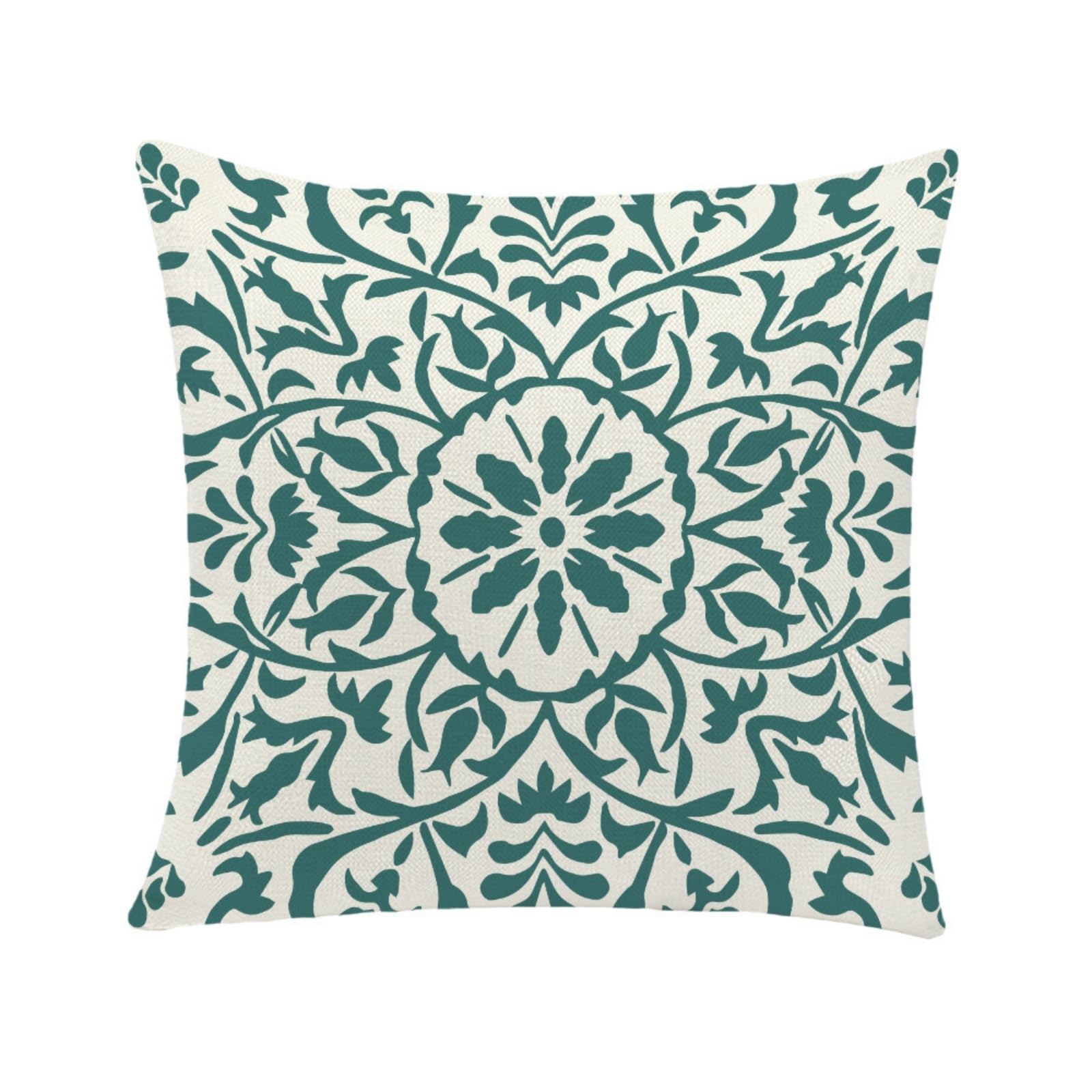 Cushion Covers 40cm x 40cm Green Flowers Sofa Cushion Cover Linen with Invisible Zippers,Throw Pillow Covers for Bedroom Home Decor