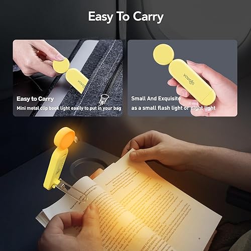 Miniatura 16 de VAVOFO Luz de libro recargable por USB, bloqueo de luz azul, luz de lectura en forma de marcador de clip ámbar, 6 LED para el cuidado de los ojos