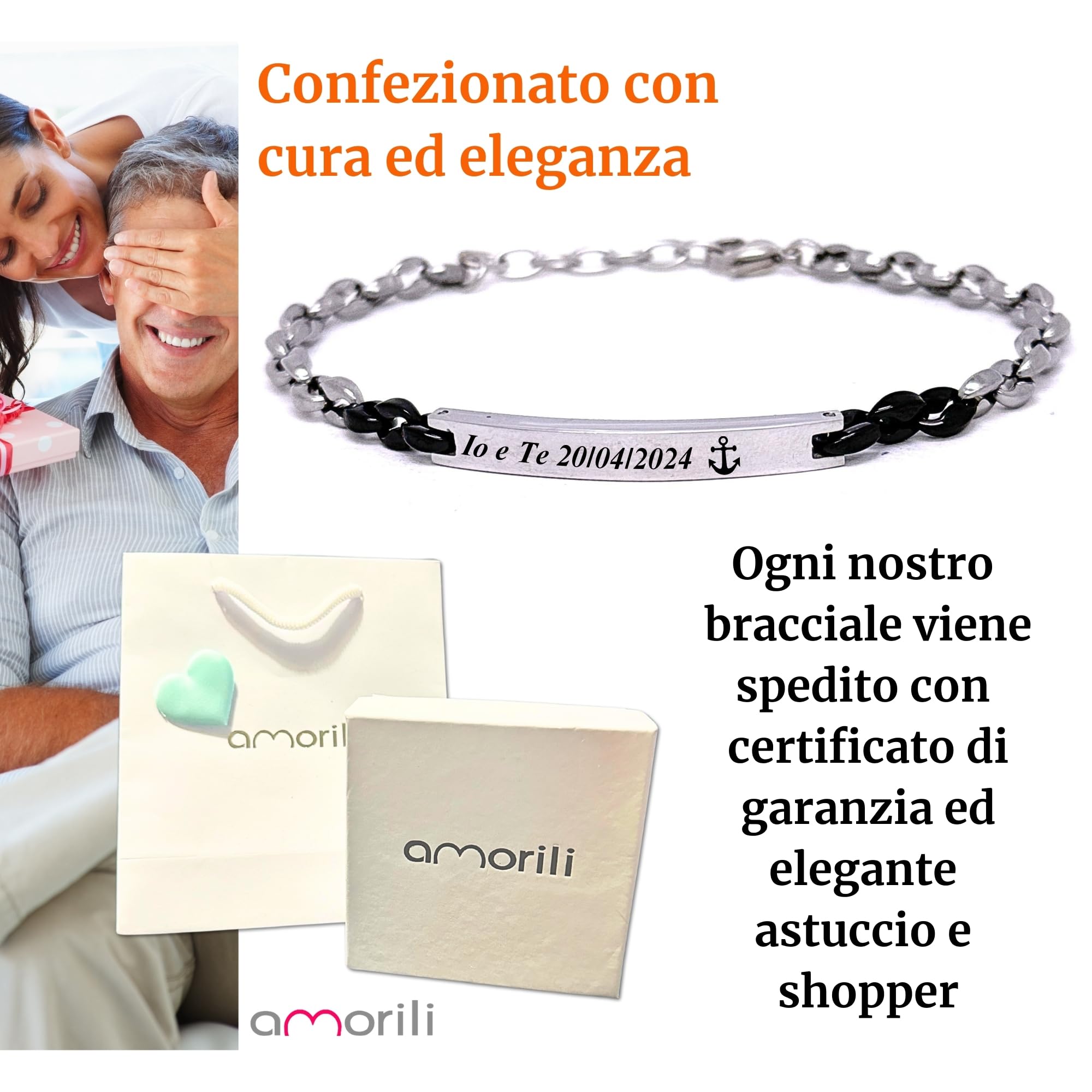 Bracciale Uomo Personalizzato in Acciaio Inox Maglia Marina con Incisione | Braccialetto Maschile Elegante Regolabile | Gioiello Personalizzabile Idea Regalo per Lui bcc3112