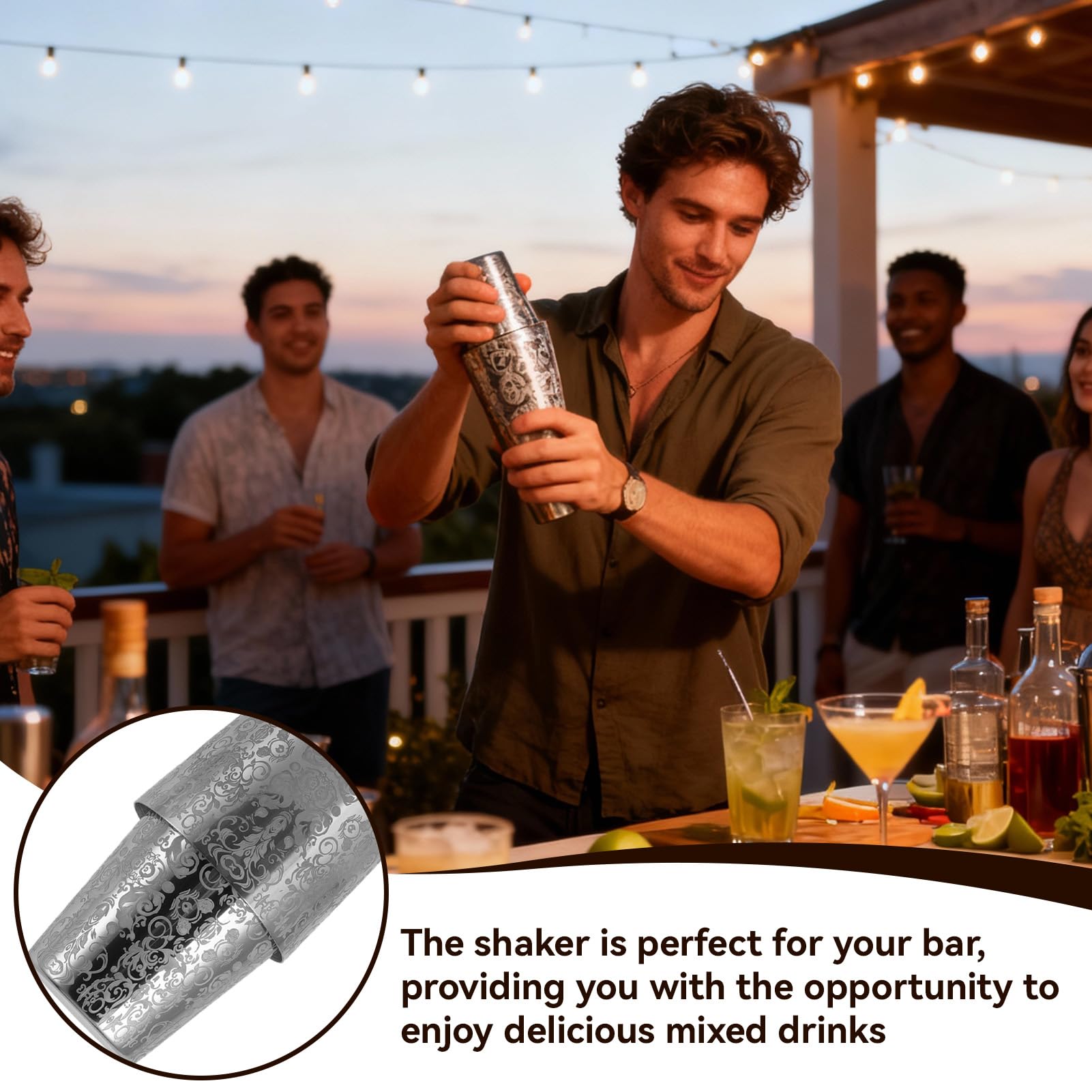 Shaker à Cocktail, Shaker Cocktail, Cocktail Shaker Kit en Acier Inoxydable, Deux Shakers en inox, Shaker à Cocktails Boston,Shaker Boston En Acier Inoxydable Gravé Pour Barman Et Bar à la Maison(#1)
