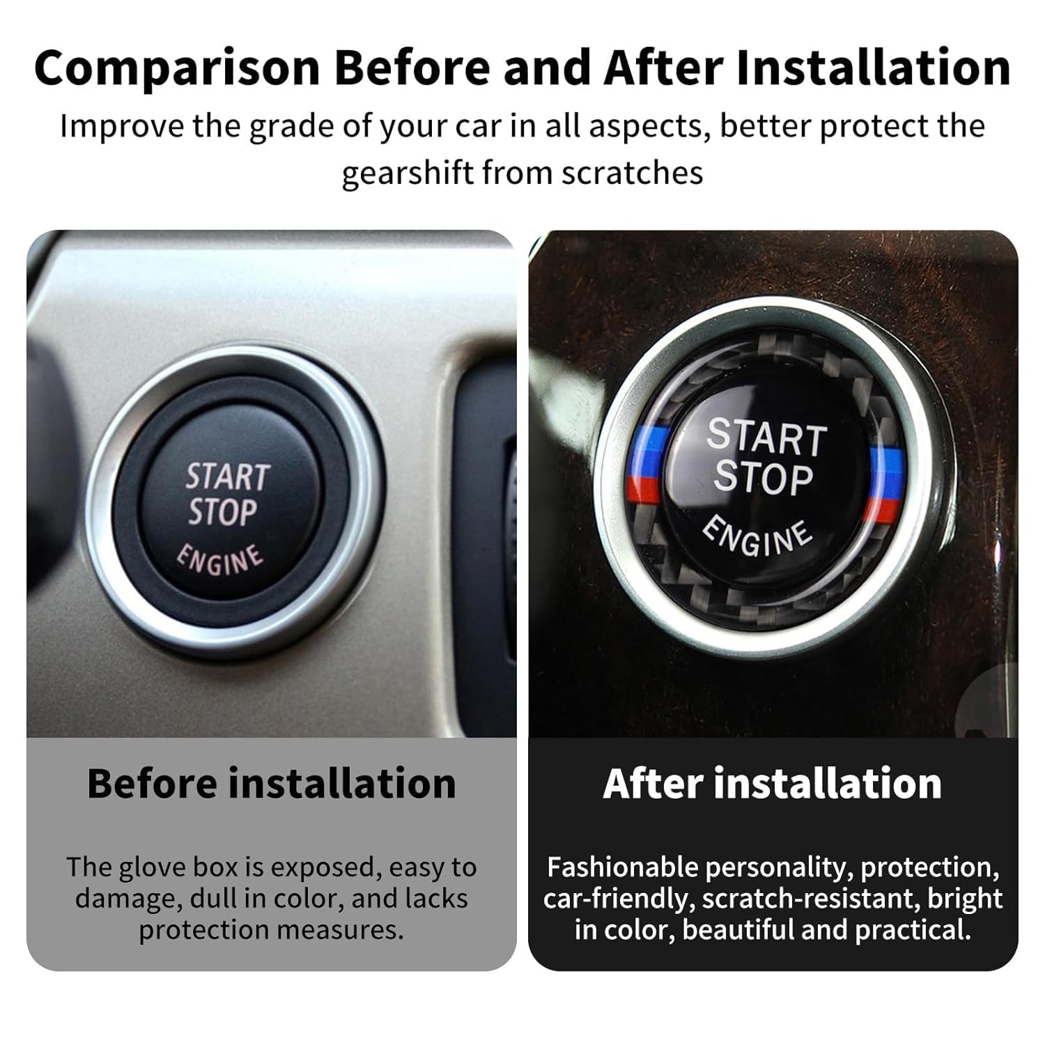 Pokrywa przycisku Start Stop, osłona przycisku startu samochodu, wyłącznik zapłonu, naklejka akcesoria do BMW serii 3, 5, X5, X6, E90, E91, E92, E93, E60, E70, E71, Z4, E89, 2009-2016