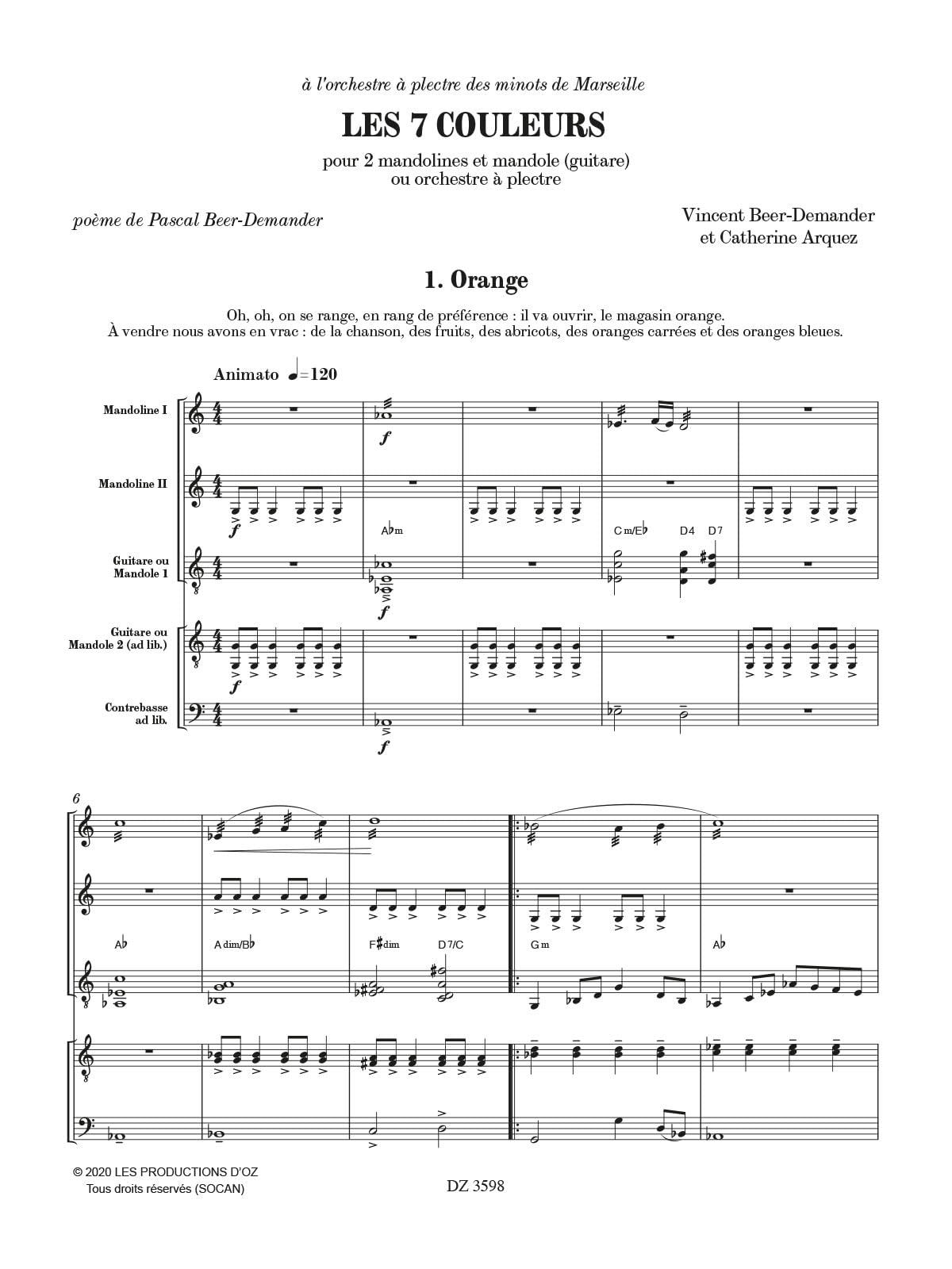 Les 7 Couleurs. Gitarren Ensemble. Stimmensatz