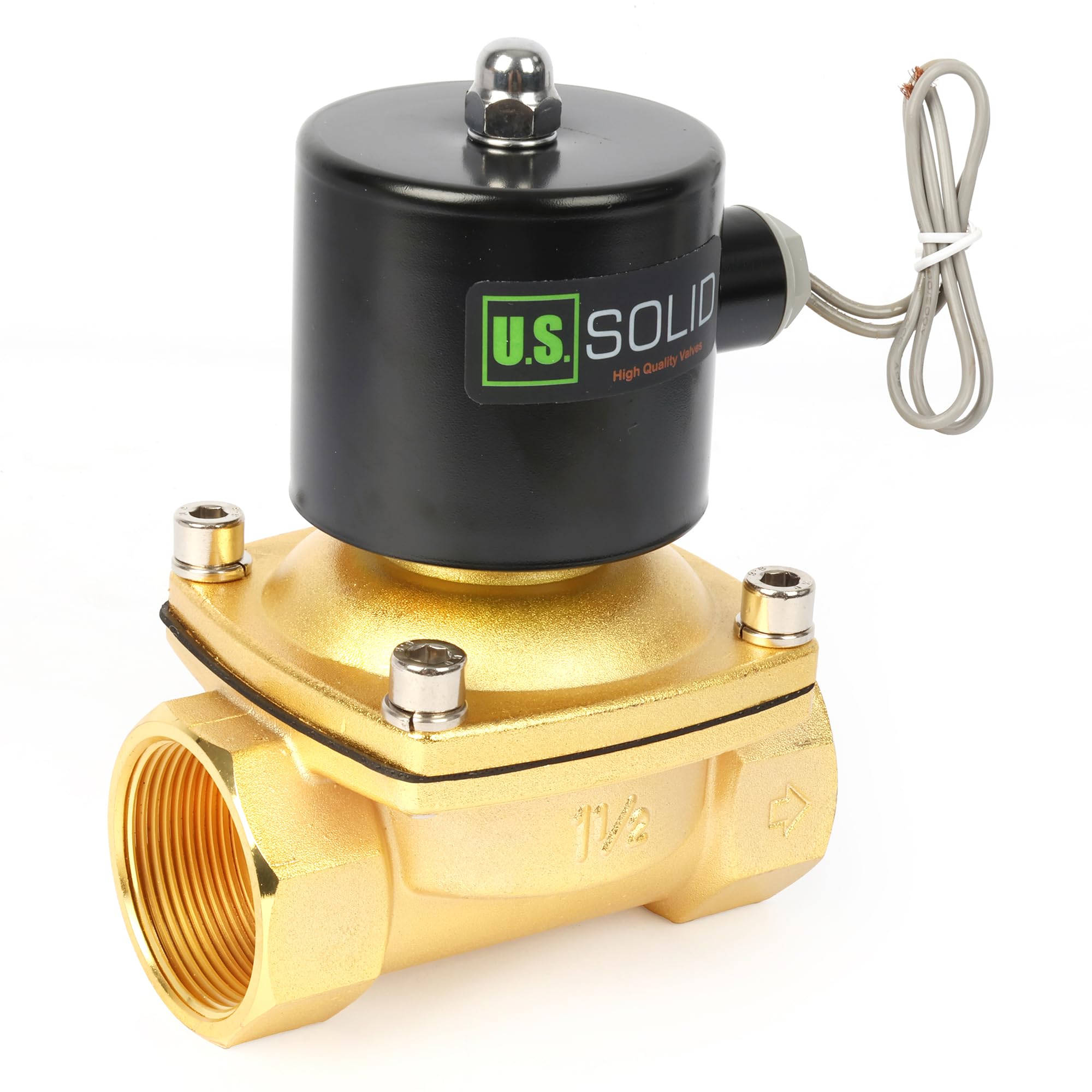 U.S. Solid Válvula solenoide – Válvula de agua eléctrica de aleación de zinc de 1 1/2 pulgadas, 24 V CA, sello NBR