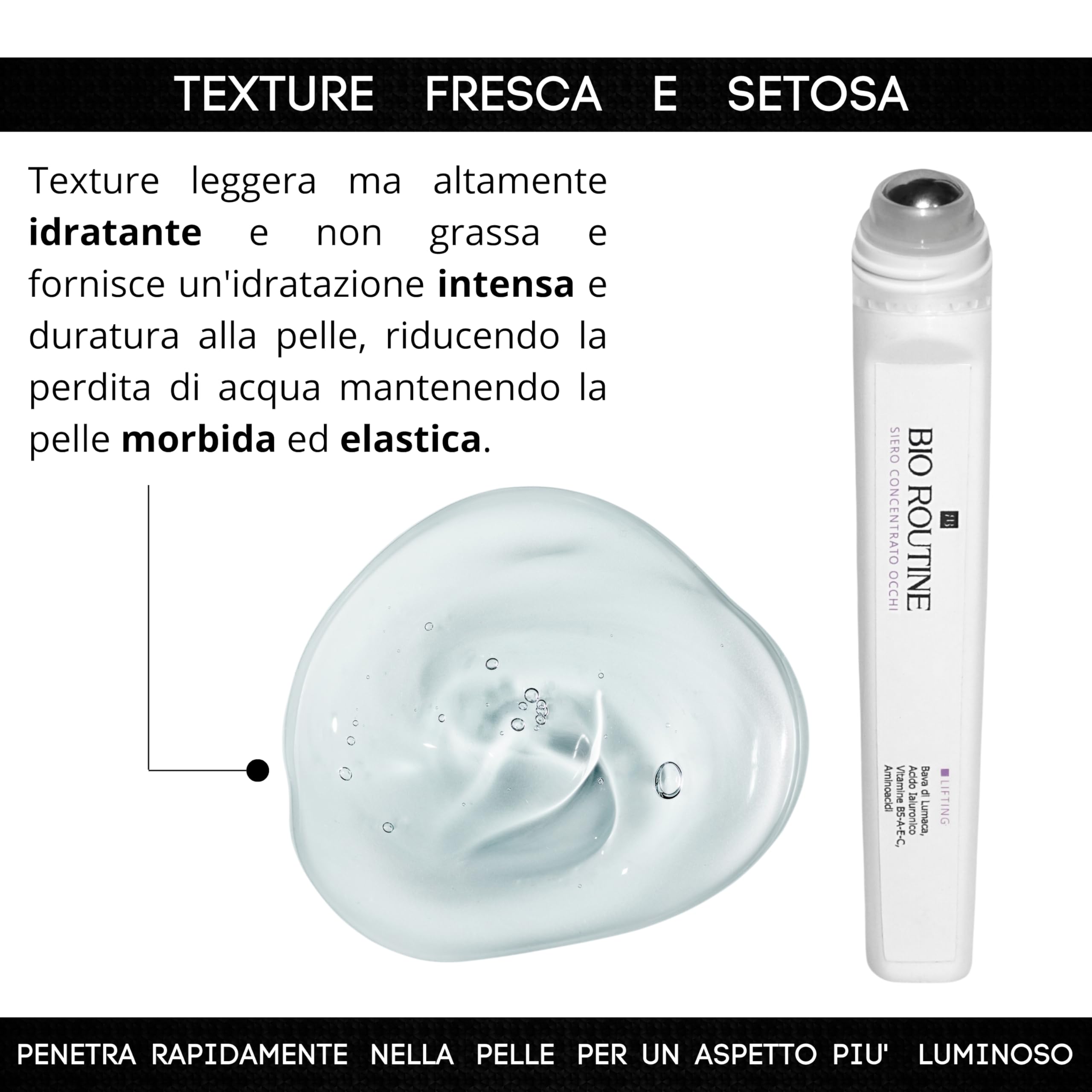 Siero Contorno Occhi Antirughe e Antiocchiaie con Bava di Lumaca e Acido Ialuronico - Effetto Ghiaccio Anti-fatica Riduce Rughe, Borse e Occhiaie per uno Sguardo Riposato