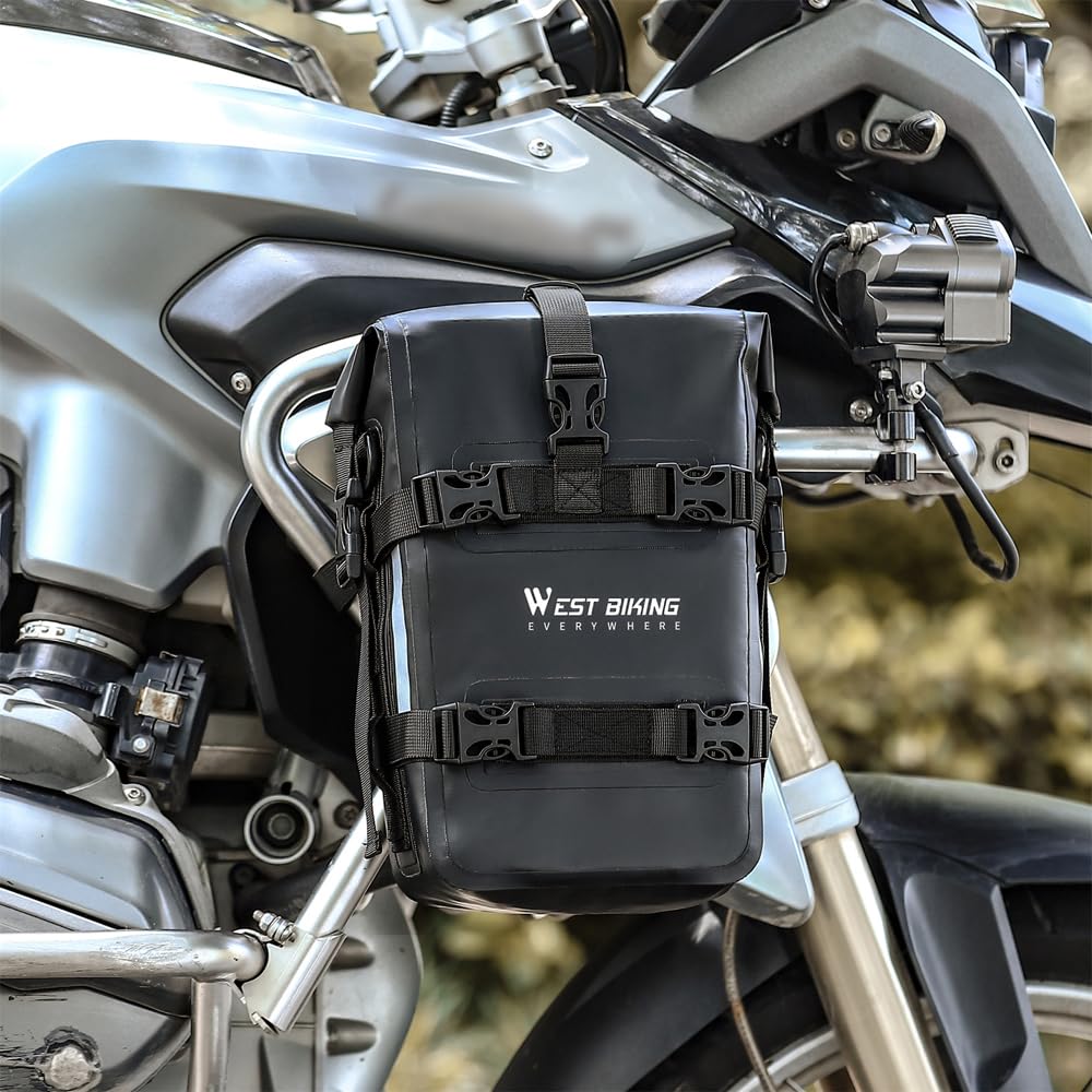 Irfora Motorrad-Stoßstangentasche, wasserdicht, 5 l, Motorrad-Seitenrahmen-Tasche, Motorrad-Sturzbügel-Tasche, universelle Motorrad-Reitwerkzeuge, Aufbewahrungstasche, Motorrad-Zubehör