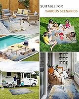 Vista 5 de Outdoor Rug Carpet Waterproof 5x8 ft Area Rug, Abstract Painting Large Floor Mat for Patio Balcony Living Room Backyard Picnic Beach RV Camping Rug
