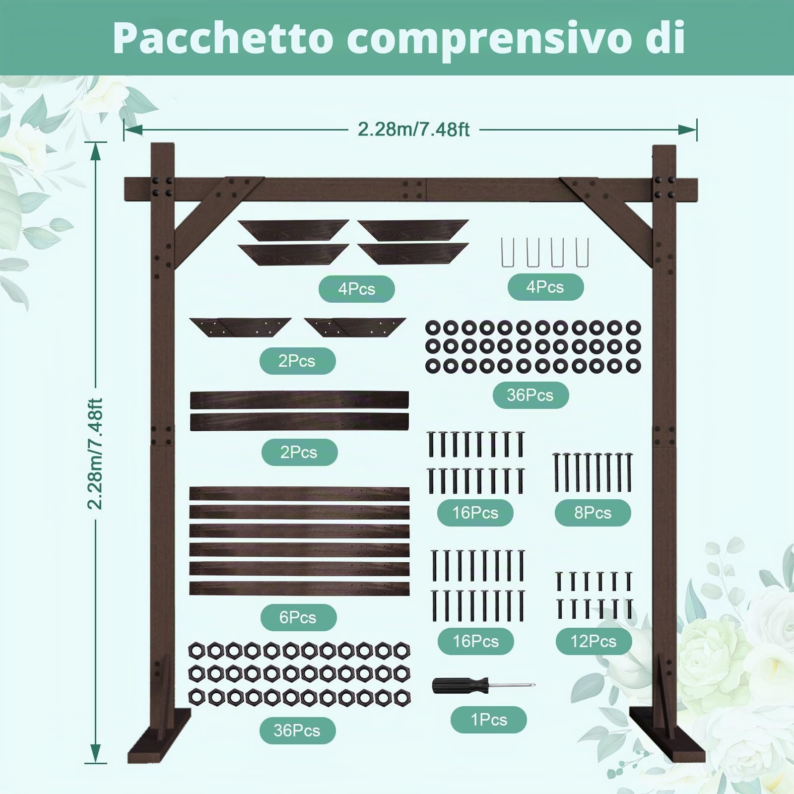 Arco Decorativo per Matrimonio e Giardino - Rose, Uva, Palloncini, Tulle - Decorazione per Casa e Sfondo