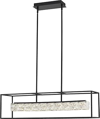 Quoizel PCDZ136MBK Dazzle Platinum Crystal LED Island Chandelier, 32 Watt, Matte Black