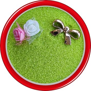 Quantum Retail Sugar Size Crystal/Quartz Silica Sand for Home and Garden Decor; Aquarium Substrate; Terrarium, Aquarium Decorative Sand; Parrot Green Colour (500 Grams)