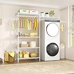 Ulif U6 Sac de séchage pour vêtements, 5-Tier Au-dessus de la laveuse et du sécheuse rangement et organisateur de salle, lourd-duty Space Sauveur, 65.3" W x 13.4" D x 77.5" H, blanc