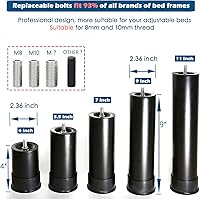 Vista 3 de Benbuoo Base de cama ajustable de metal de 5.5 pulgadas, repuesto de patas de repuesto resistente de altura extra compatible con el 93% de los Negro