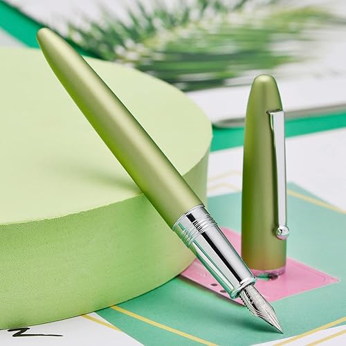 Vista 41 de Asvine Hongdian 620 Pluma estilográfica de metal azul punta extra fina pluma clásica pluma oficina escritura con caja de metal