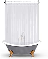 Vista 31 de Mrs Awesome Forro de Cortina de Ducha Extra Largo con 3 Imanes, Cortina de Ducha Larga de Plástico PEVA Blanco para Baño Impermeable, 72 x 84