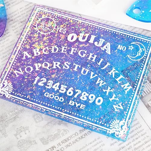 Miniatura 4 de Spirit Board - Moldes de silicona para planchette, resina epoxi, dije de calavera de cuervo, películas holográficas transparentes, suministros de