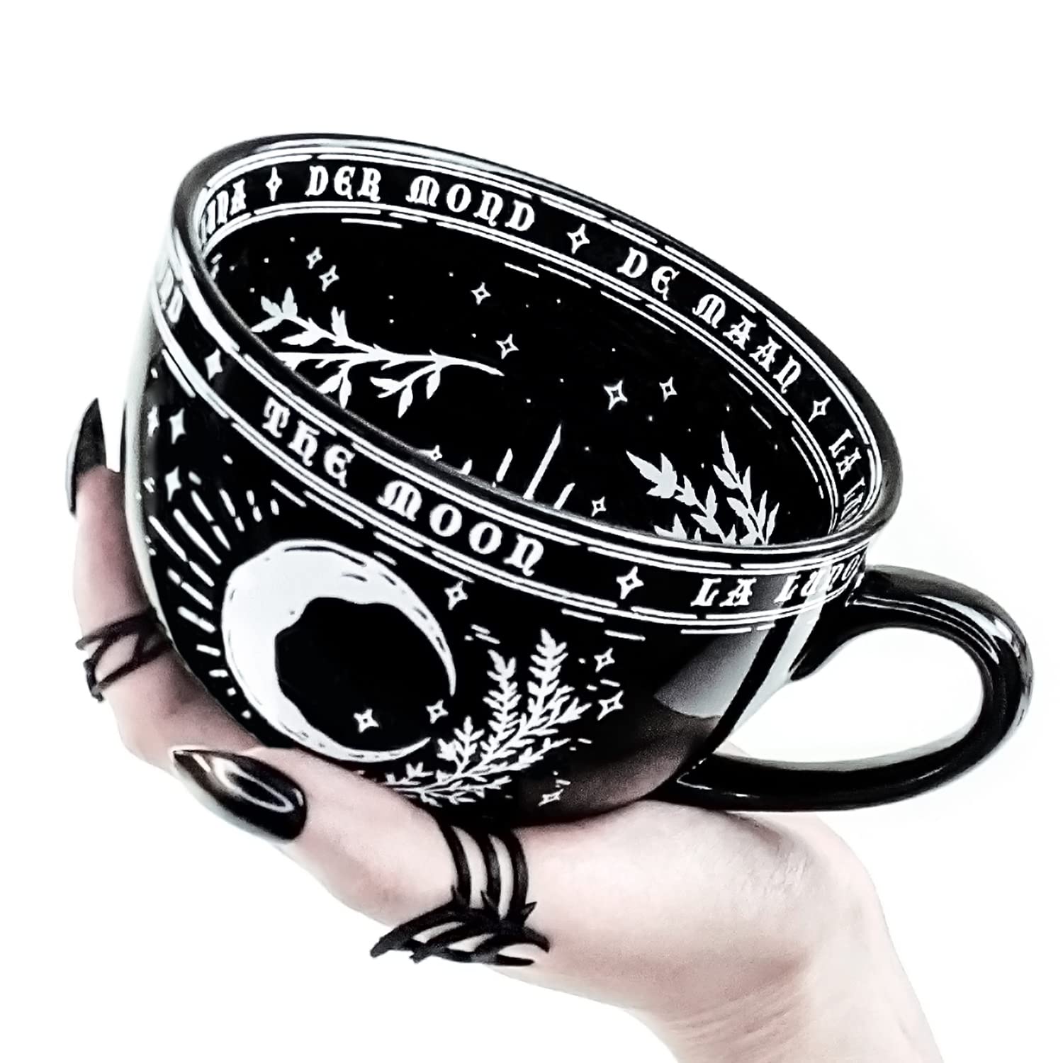 La Lune Large Coffee Moon Mug in Gift Box By Rogue + Wolf Ceramic Mugs For Men Women Halloween Spooky Witch Tarot Gifts Metaphysical Witchcraft Supplies Goth Boho Decor Novelty Tea Cup - 17.6oz 500ml - La Lune