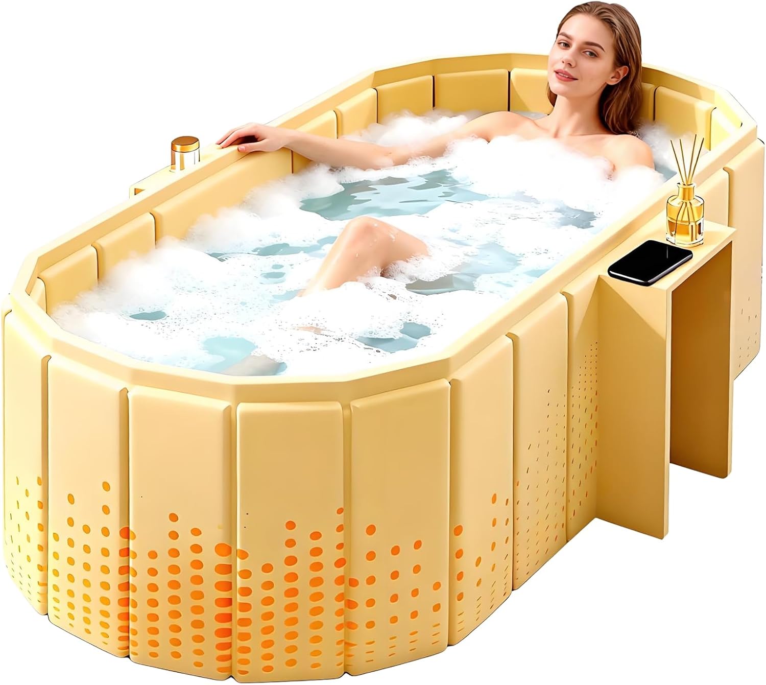 Portable Bathtub for Adult 59" Large Collapsible Cold Plunge Bathtub Foldable No Installation Ice Bath Tub for Shower Stall, Bathroom Hot SPA Soaking Standing Tub