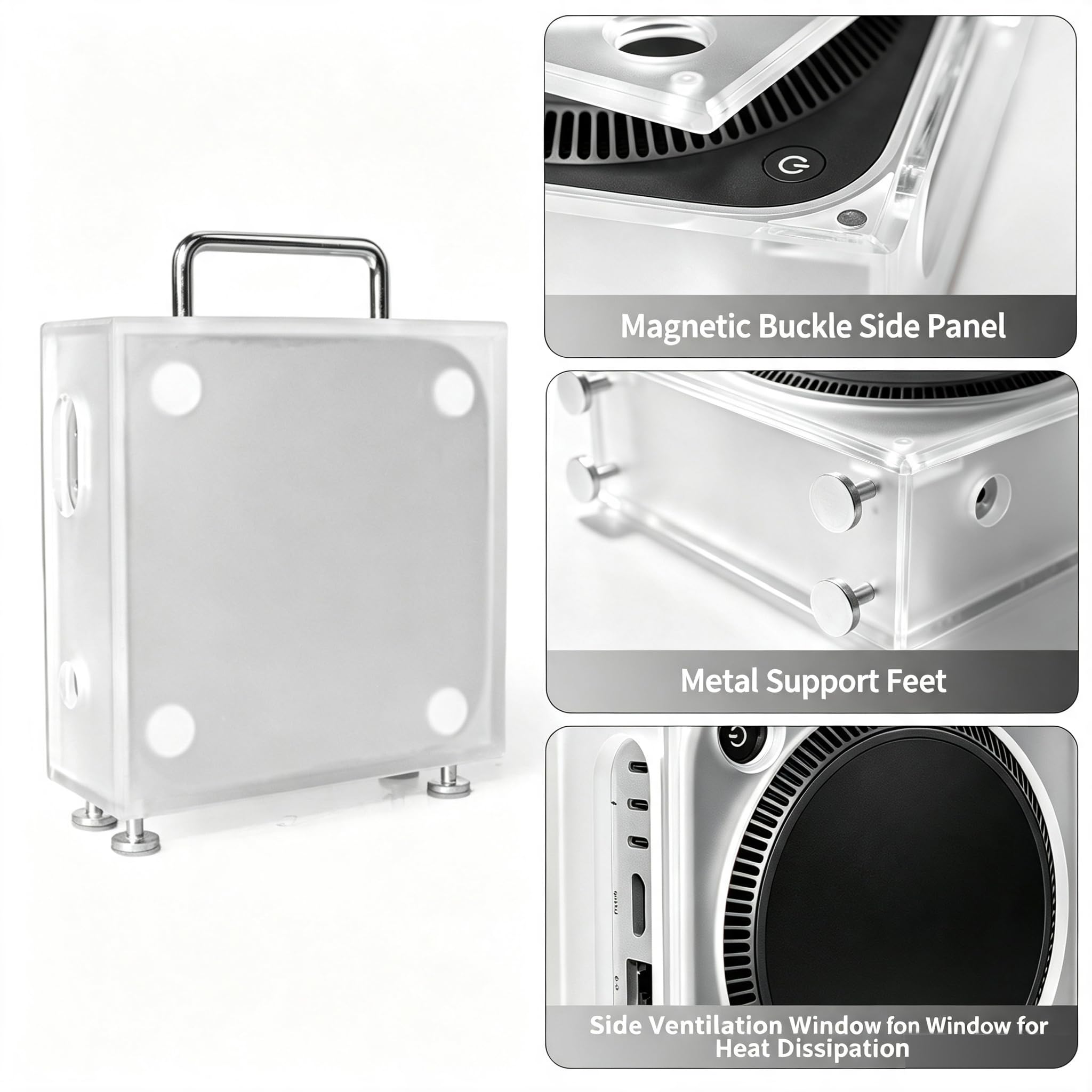 Acryl-Schutzhülle für Mac Mini M4, Anti-Kratzer, Staubdicht, Schutzhülle, magnetische Seitenwand für PC Mini M4 Pro/M4