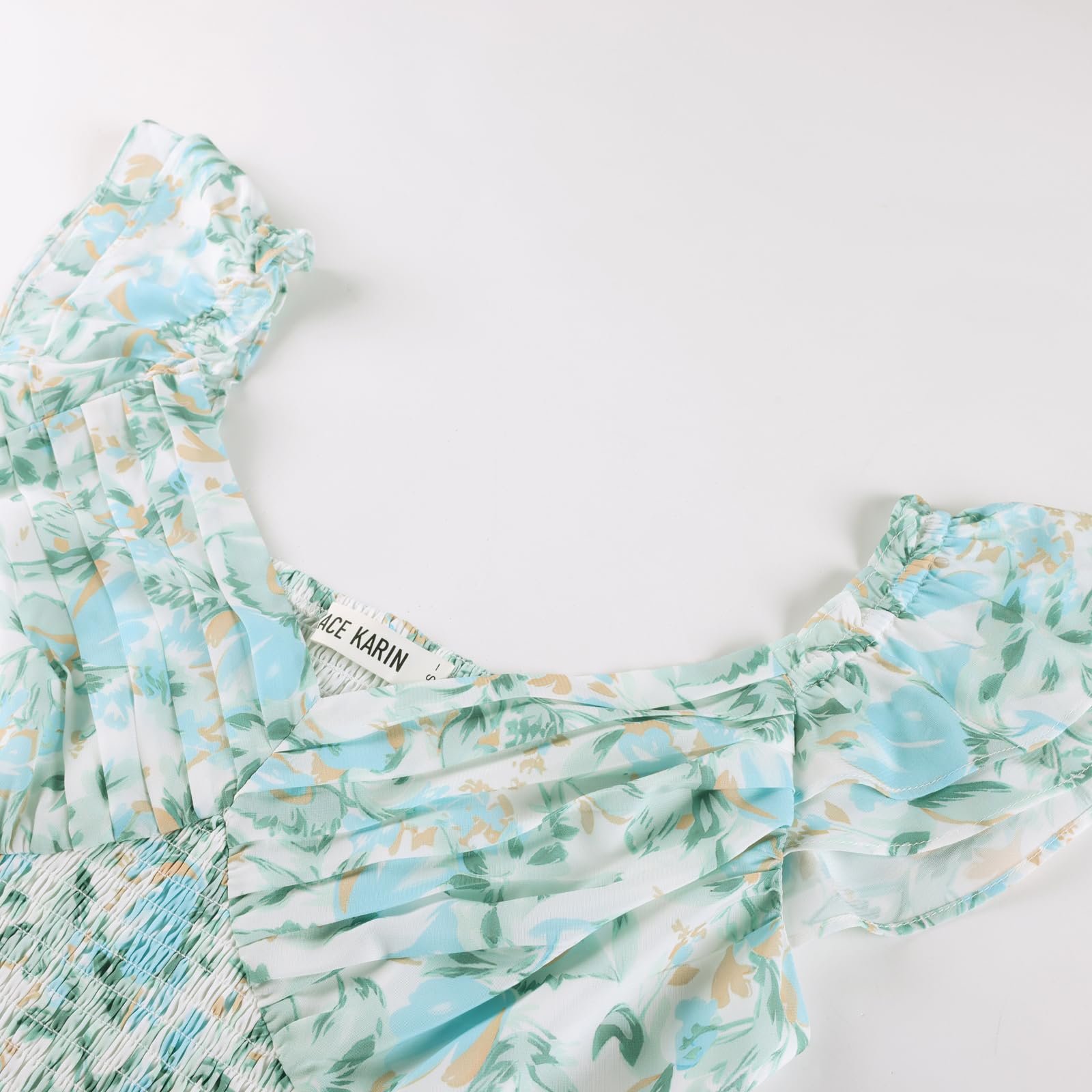 GRACE KARIN Vestido floral de verano para mujer, con bolsillos, cuello en V, mangas con volantes, vestido acampanado para mujer, vestidos de invitada de boda, vestidos de vacaciones, estilo bohemio