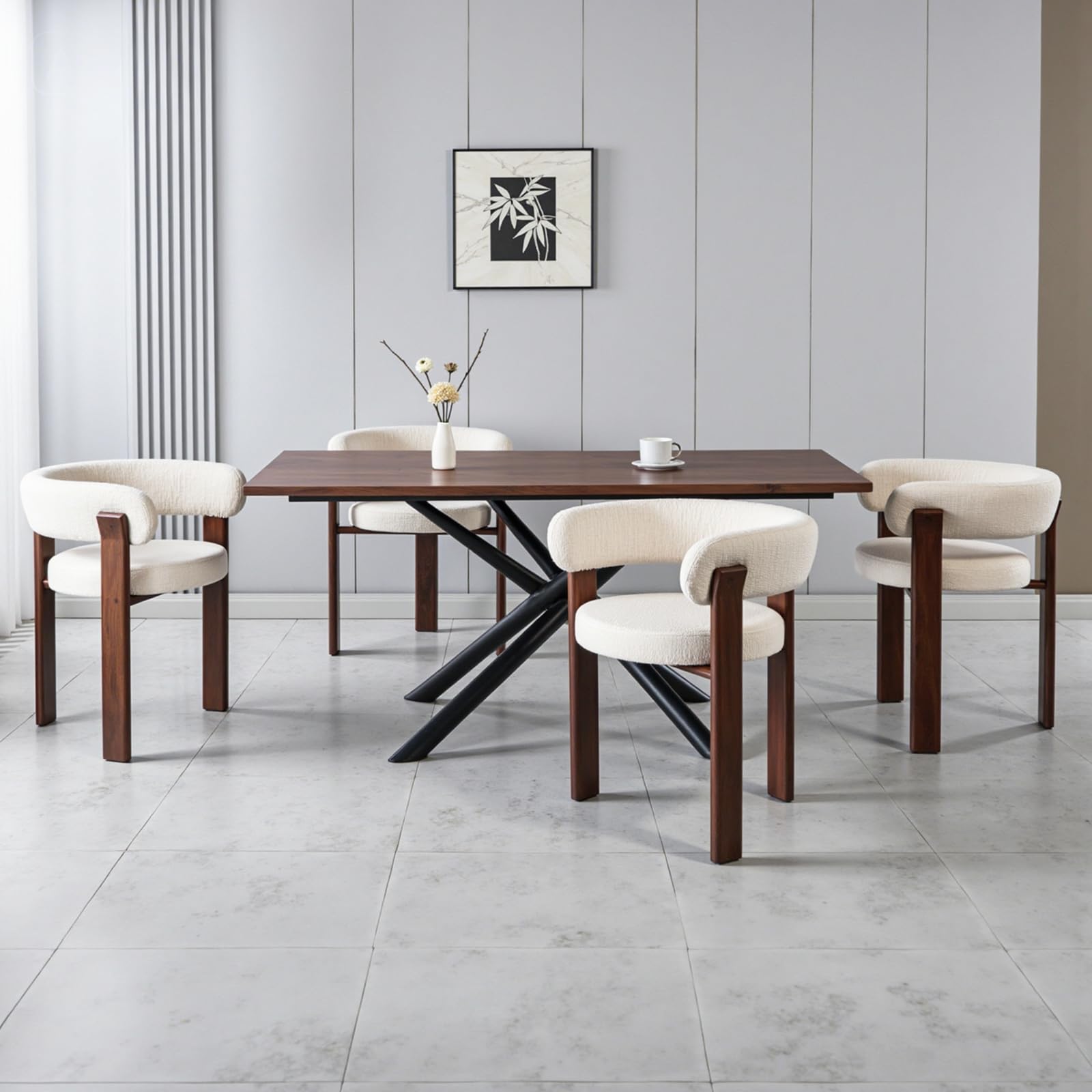 6er Set Esszimmerstühle Mid Century Modern: Gepolsterte Küchenstühle mit Ergonomischer Rückenlehne & Stabilen Metallbeinen - Komfortabler Loungestuhl für Esszimmer Wohnzimmer Café (Beige, 6er)