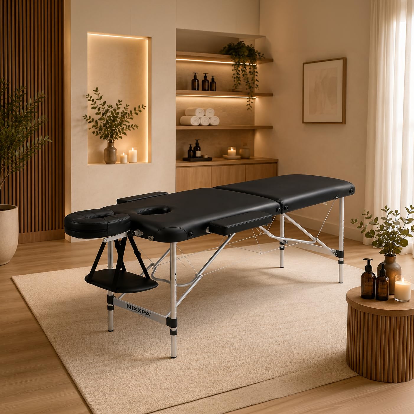 Camilla de Masaje Plegable – 2 Zonas, Altura Regulable y reposacabezas ergonómico – Camilla portátil Profesional para Fisioterapia, estética y SPA con Bolsa de Transporte