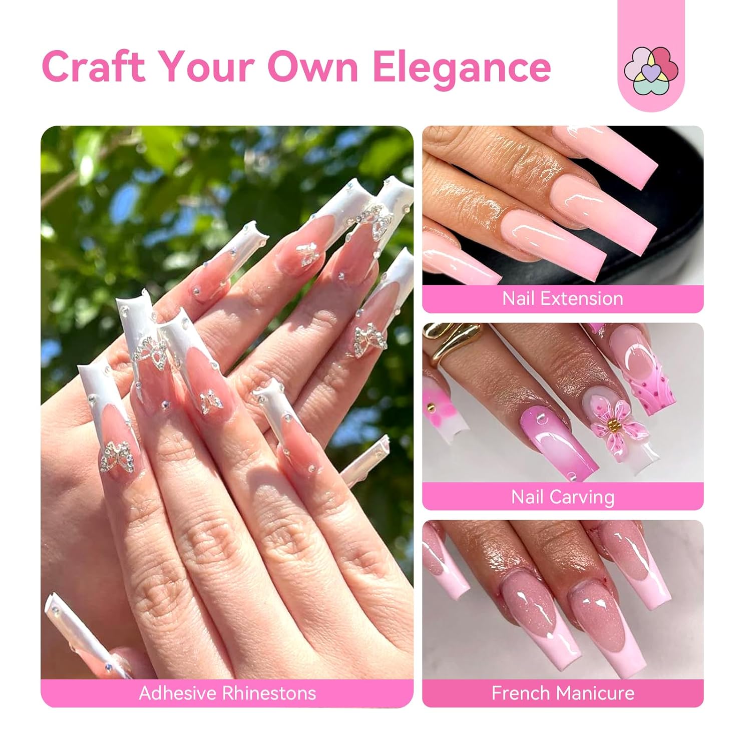 SAVILAND Acrylic Nail Kit with U V Light: HEMA & MMA Free Acrylic Set with Nail Drill Clear White Pink Acrylic Powder, 3 Colors Gel Nail Polish, Complete Manicure Tools for Acrylic Nail Home Salon Use