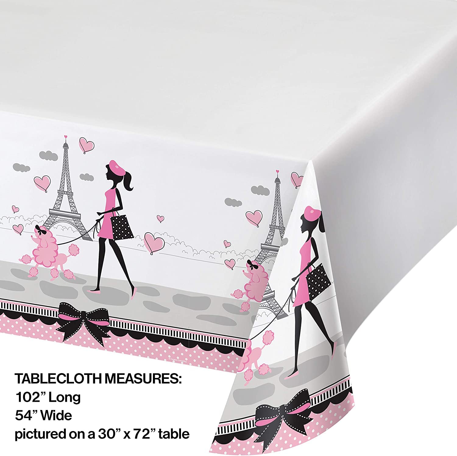 Set Di Stoviglie Per Festa A Tema Parigi – Torre Eiffel, Per 20 Ospiti, Con Tovaglia 130x220 Cm, Piatti E Tovaglioli
