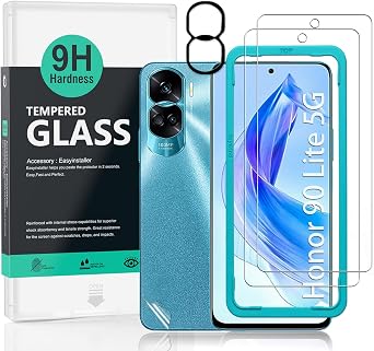 Ibywind for Honor 90 Lite 5G Screen Protector,2 Pack,9H Hardness Tempered Glass and Camera Lens Protector,with Alignment Frame,Full Coverage,Bubble Free,Fingerprint Unlock,Scratch Resistant