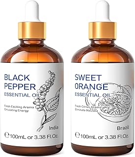 HIQILI Black Pepper Essential Oil and Sweet Orange Essential Oil, 100% Pure Natural for Diffuser - 3.38 Fl Oz