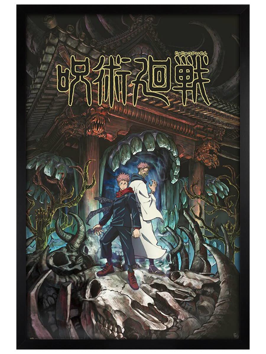 Grindstore Jujutsu Kaisen Black Wooden Framed Itadori & Sukuna Maxi Poster 61x91.5cm