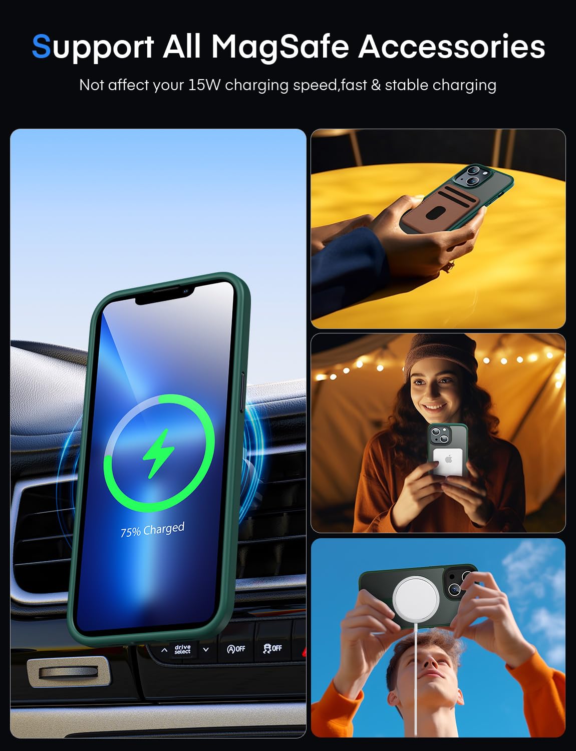 Lovmooful Funda Magnética Compatible Con IPhone 14 Plus/15 Plus, Compatible Con MagSafe, Transparente, Bonita Estética Con Bordes De Color, Diseño Para Niñas Y Mujeres, TPU Suave + Policarbonato A