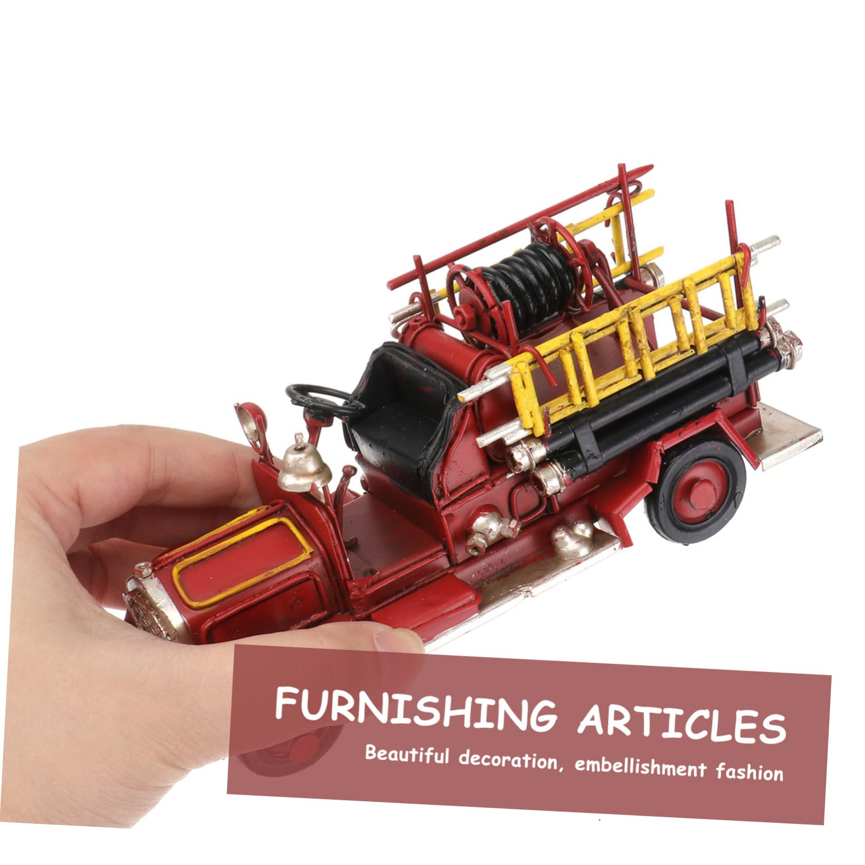 Retro Eisen Feuerwehrwagen Modell, Vintage Deko Figur für Schreibtisch