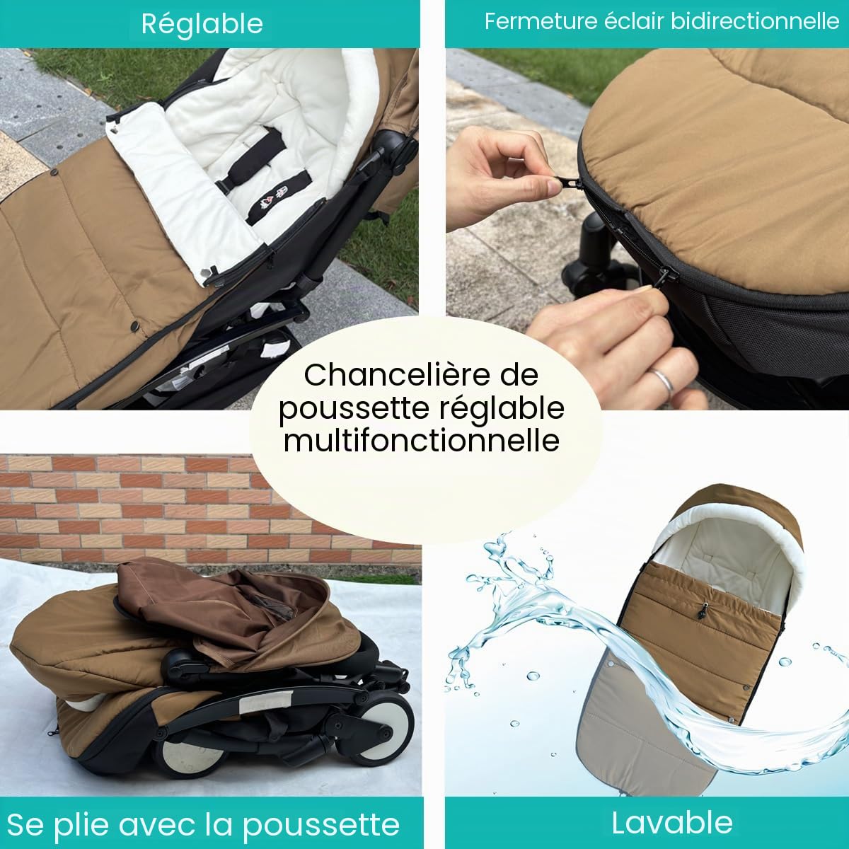Chancelière universelle pour poussette Babyzen YOYO/YOYO2 et Bugaboo, base en tissu imperméable, facile à nettoyer, couvre-pieds chaud pour poussettes
