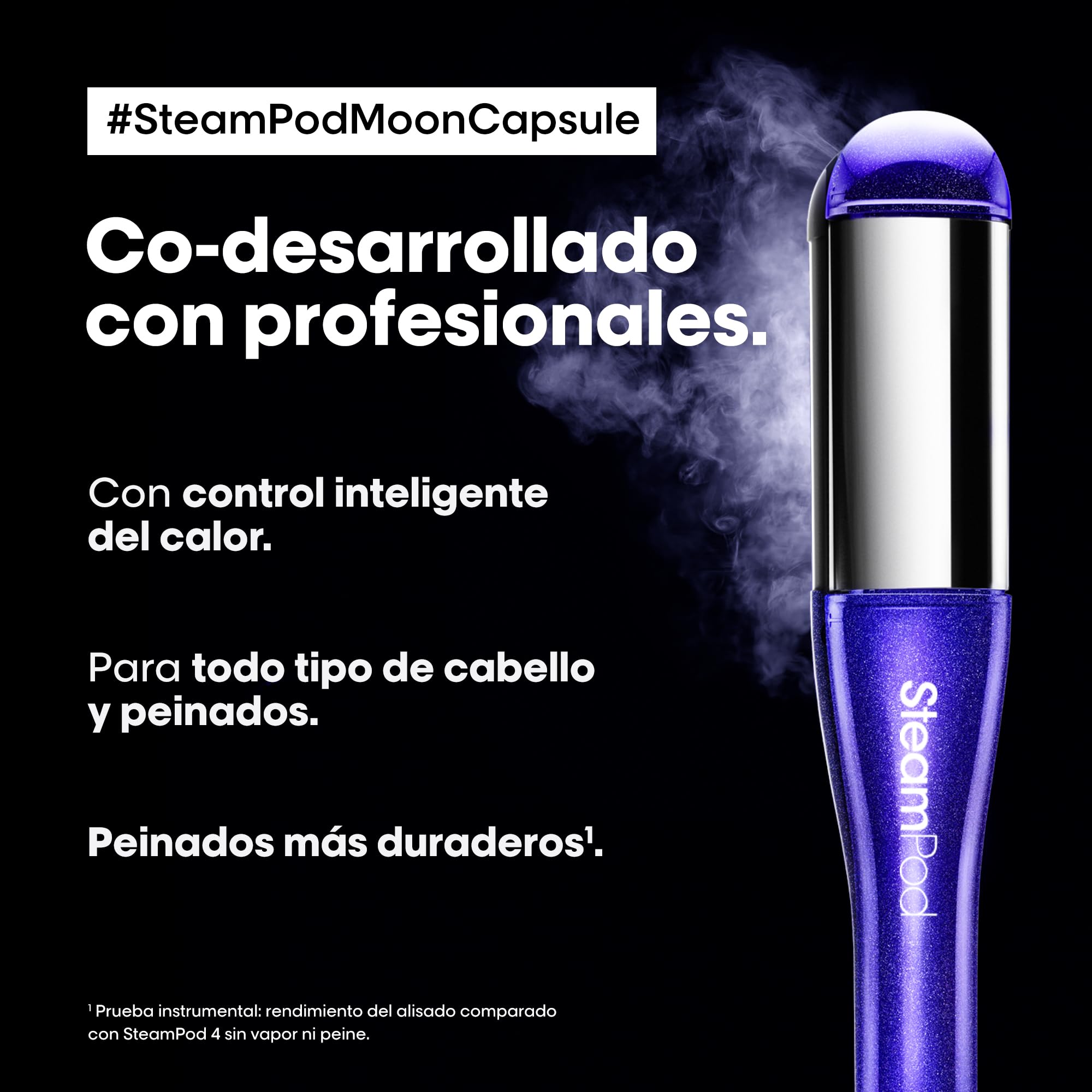 L'Oréal Professionnel SteamPod 4 Moon Capsule, Plancha de Pelo Profesional con Tecnología a Vapor, para cualquier look de liso a rizado, para Todo Tipo de Cabello, Moon Capsule Limited Edition