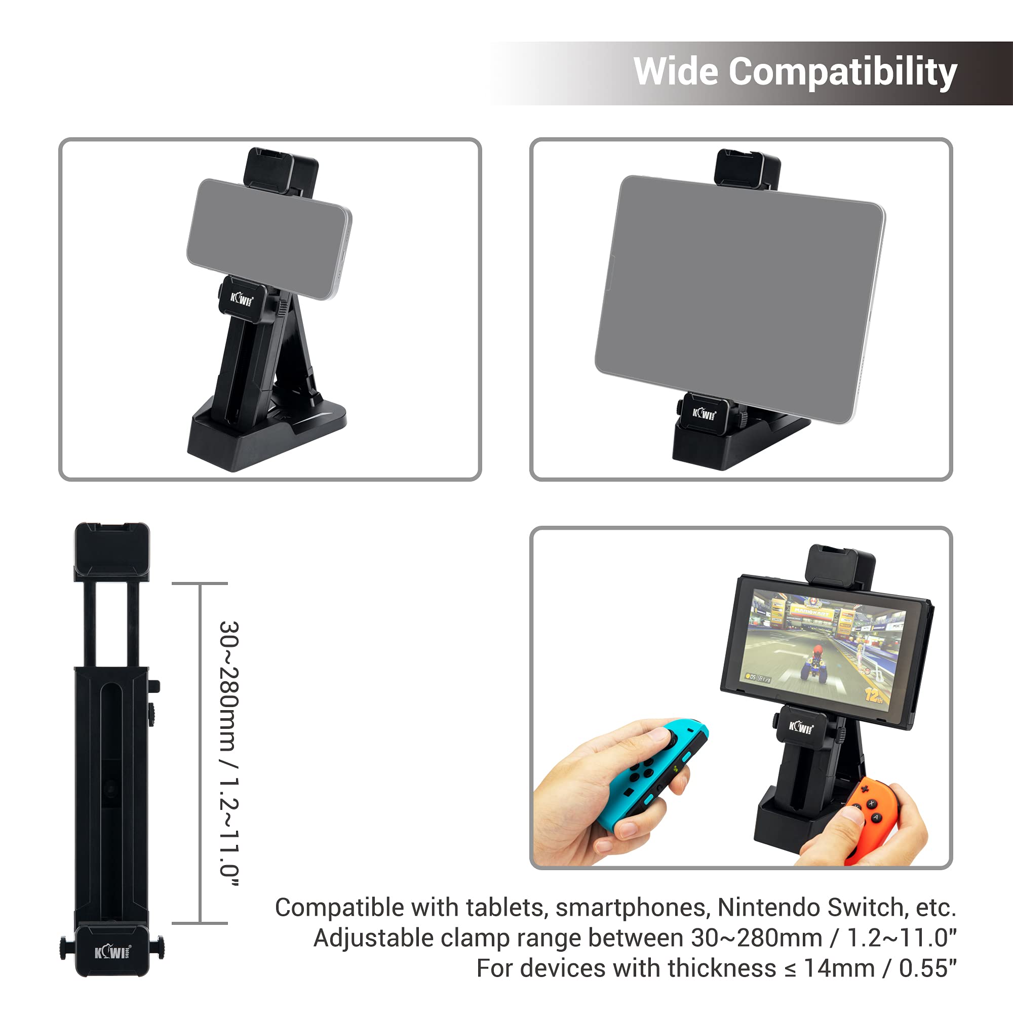 KIWIFOTOS Universal Tablet Phone Clamp Holder With Detachable - View #3
