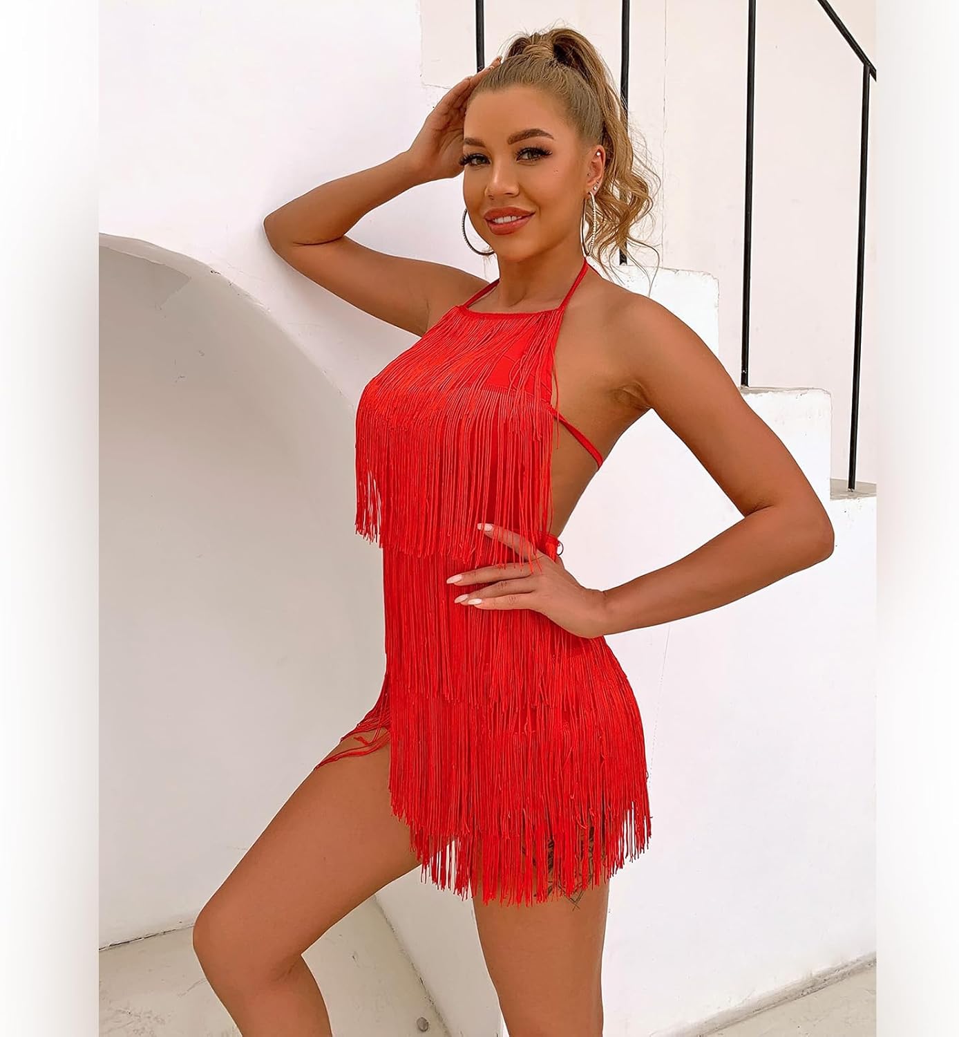 Sexy Backless Fringe Dress Jumpsuit - Womens Club Boho Tassel Tiered Halter Playsuit Festival Bodysuit Romper