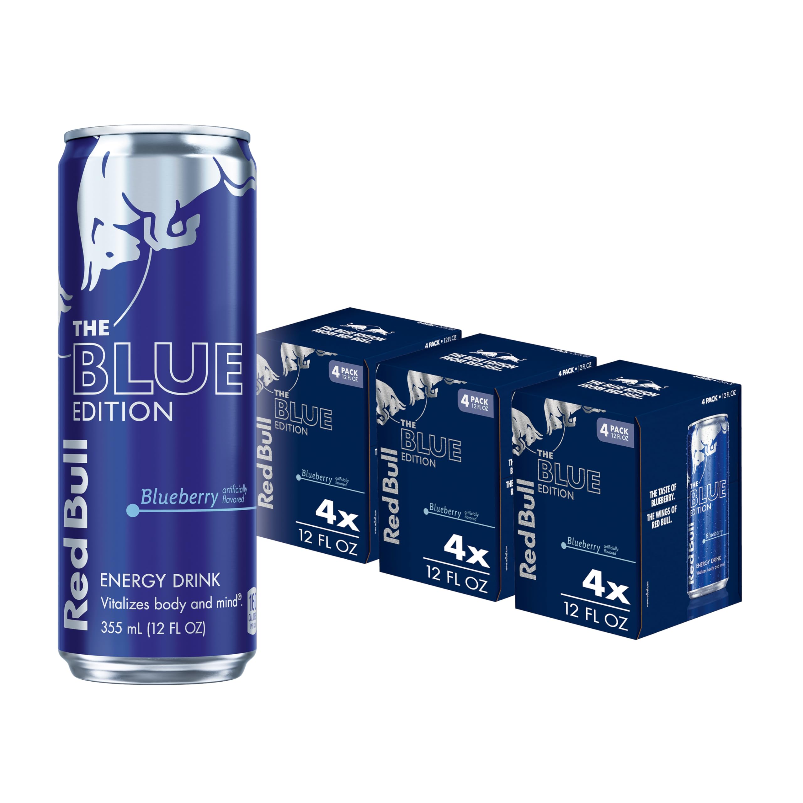 Red BullBlue Edition Energy Drink, Blueberry, with 114mg Caffeine plus Taurine & B Vitamins, 12 Fl Oz, Pack of 12 Cans