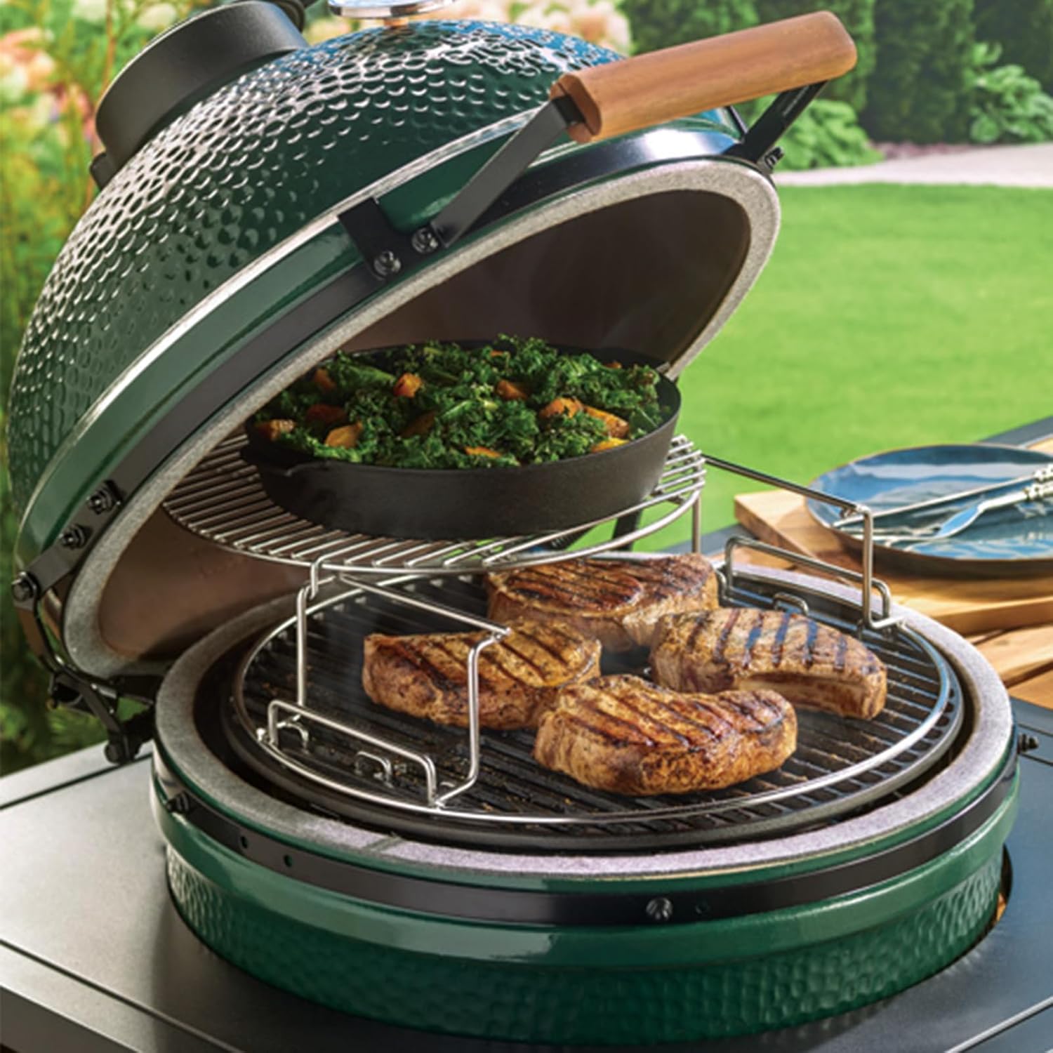 18 3/16" Cooking Grate for Big Green Egg Large CIF999A Matte Cast Iron Grid Grates Replacement Parts for Big Green Egg Grate, Kamado Joe Classic, Vision Grill VGKSS-CC2, B-11N1A1-Y2A