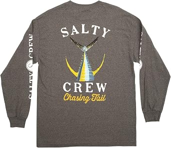 تي شيرت Salty Crew Tailed LS باللون الفحمي M - قمصان رجالية كاجوال بأكمام طويلة وقمصان قطنية - مقاس عادي - ملابس شاطئ لايف ستايل