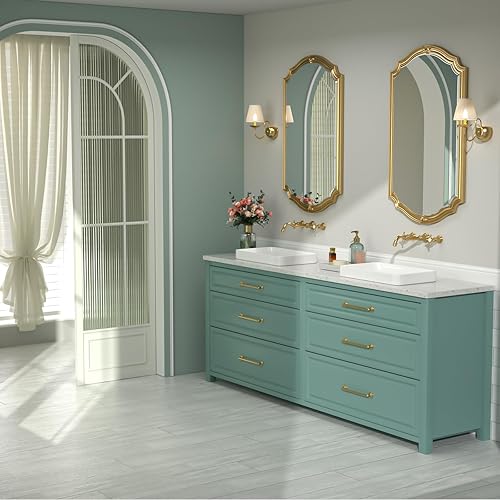 Miniatura 96 de Fregadero de baño de porcelana de cerámica rectangular de 24 x 14 pulgadas sobre mostrador, lavabo de arte blanco y negro Blanco