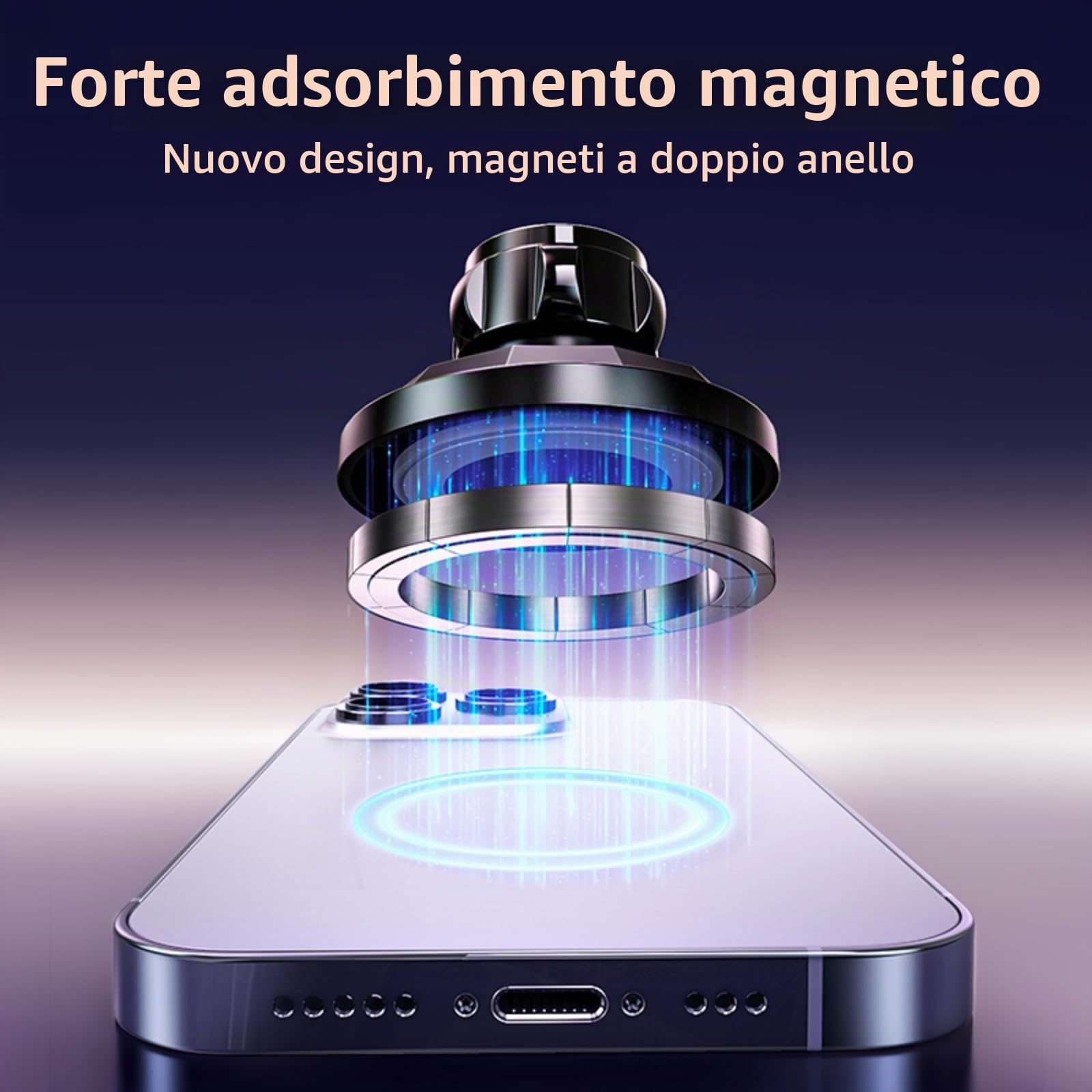 EMEBAY Supporto Magnetico per Auto, Lega di Alluminio Resistente al Calore | per Cruscotto/Parabrezza, Supporto per Telefono da Auto per Smartphone/Telecamere, Stabile, Anti-vibrazione a 360°
