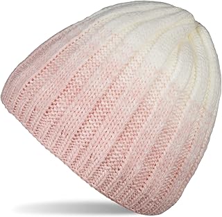 Gorro de Punto Unisex con Degradado de Colores y diseño de Punto Acanalado, Forro Polar térmico, Gorro de Invierno 04024196