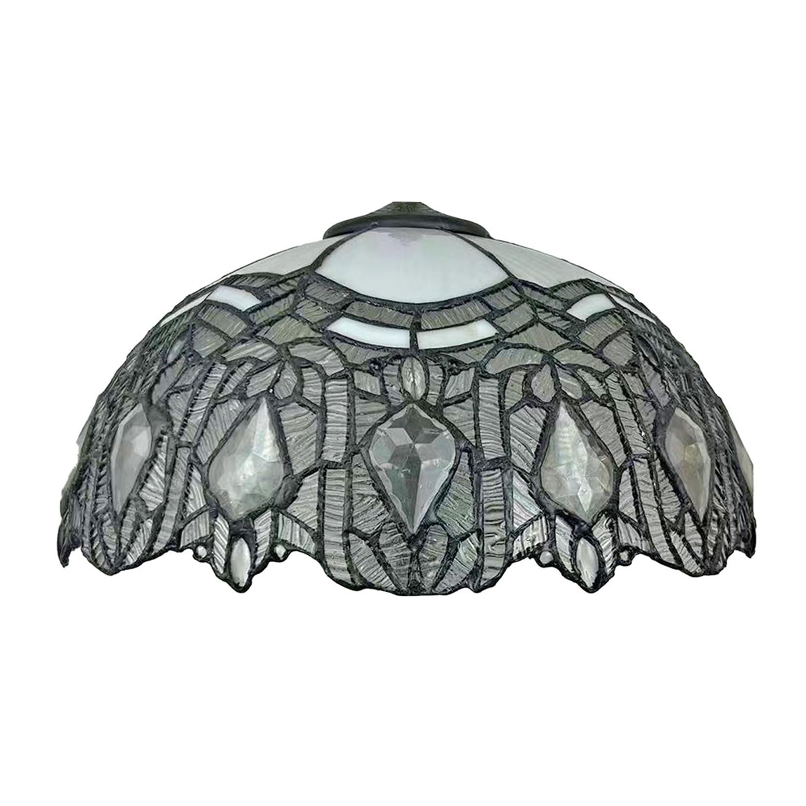 SaryEdge Tiffany Style Stained Glass Lamp Shade Replacement 16X9 Inch Banker Jeweled Lampshades Only with Cap Fit for Bedside Reading Lamp Study Light Kitchen Lamp Dining Room Lamp Flo，