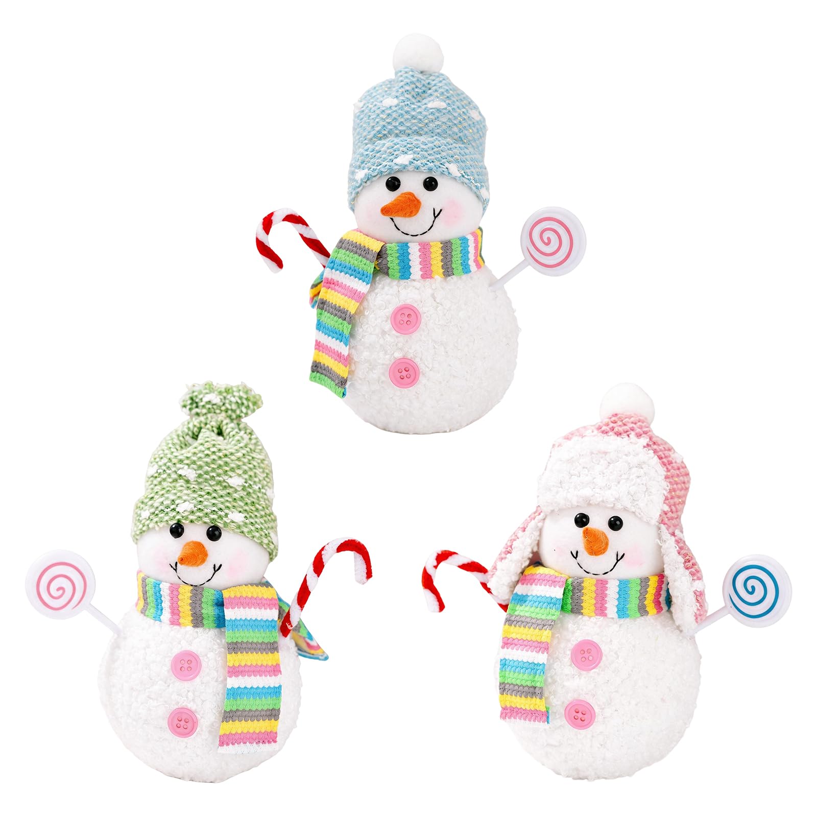 Juego de 3 figuras de muñeco de nieve LED para decoración navideña