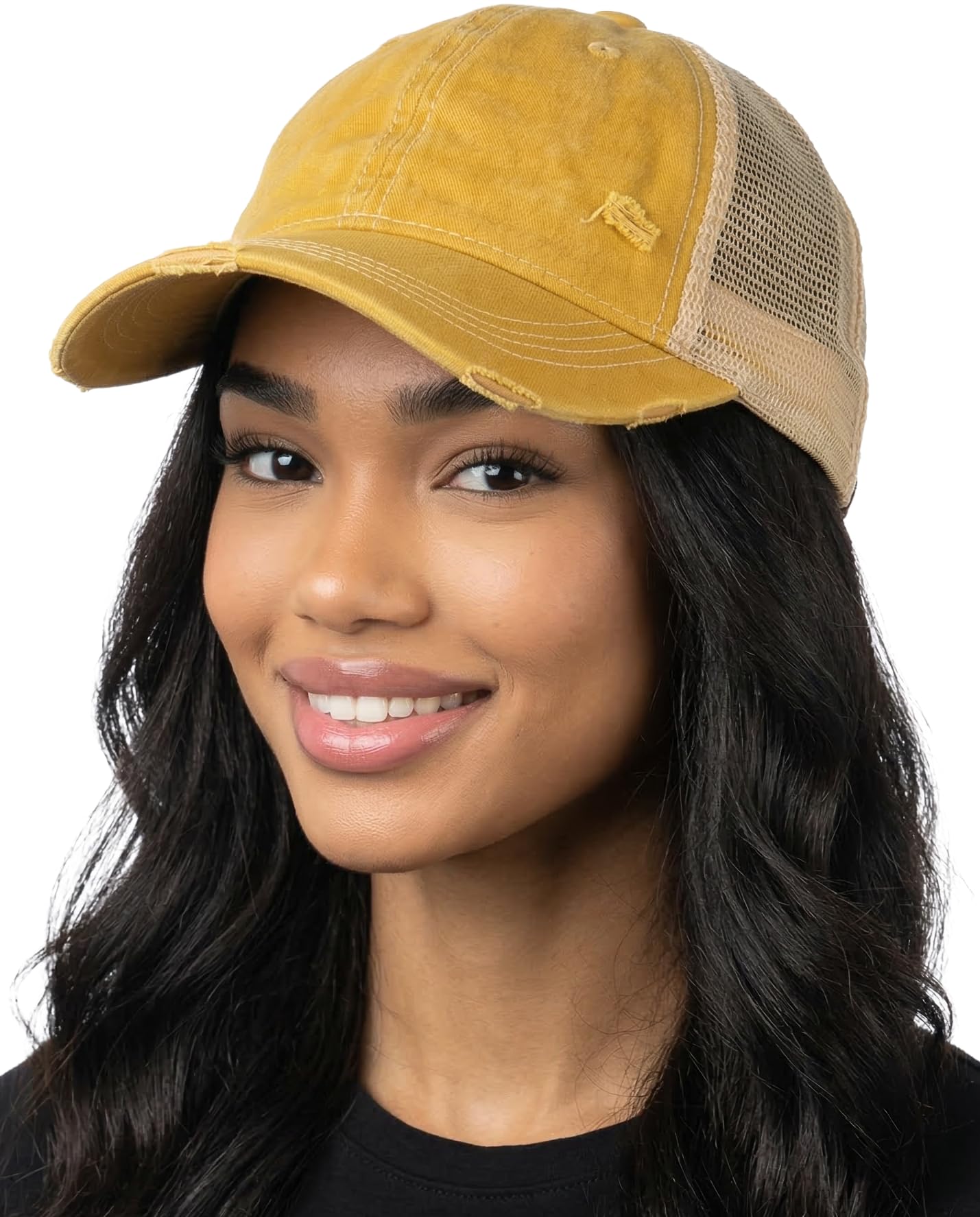 Funky Junque Distressed Mesh Low Profile Trucker Hat Snapback Cap
