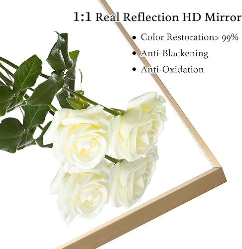 Miniatura 28 de Espejo de baño negro de 24 x 36 pulgadas, sin cobre, espejo de tocador con marco de aleación de aluminio, espejo rectangular montado en la pared