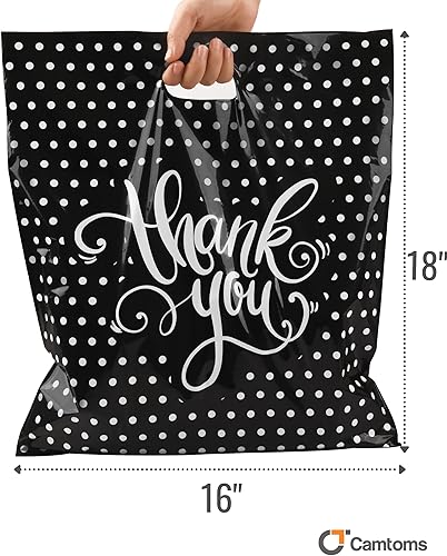 Miniatura 9 de Camtoms Bolsas de agradecimiento para negocios  Bolsas de plástico con asas  Bolsas de compras de plástico para pequeñas empresas  Pequeñas bolsas