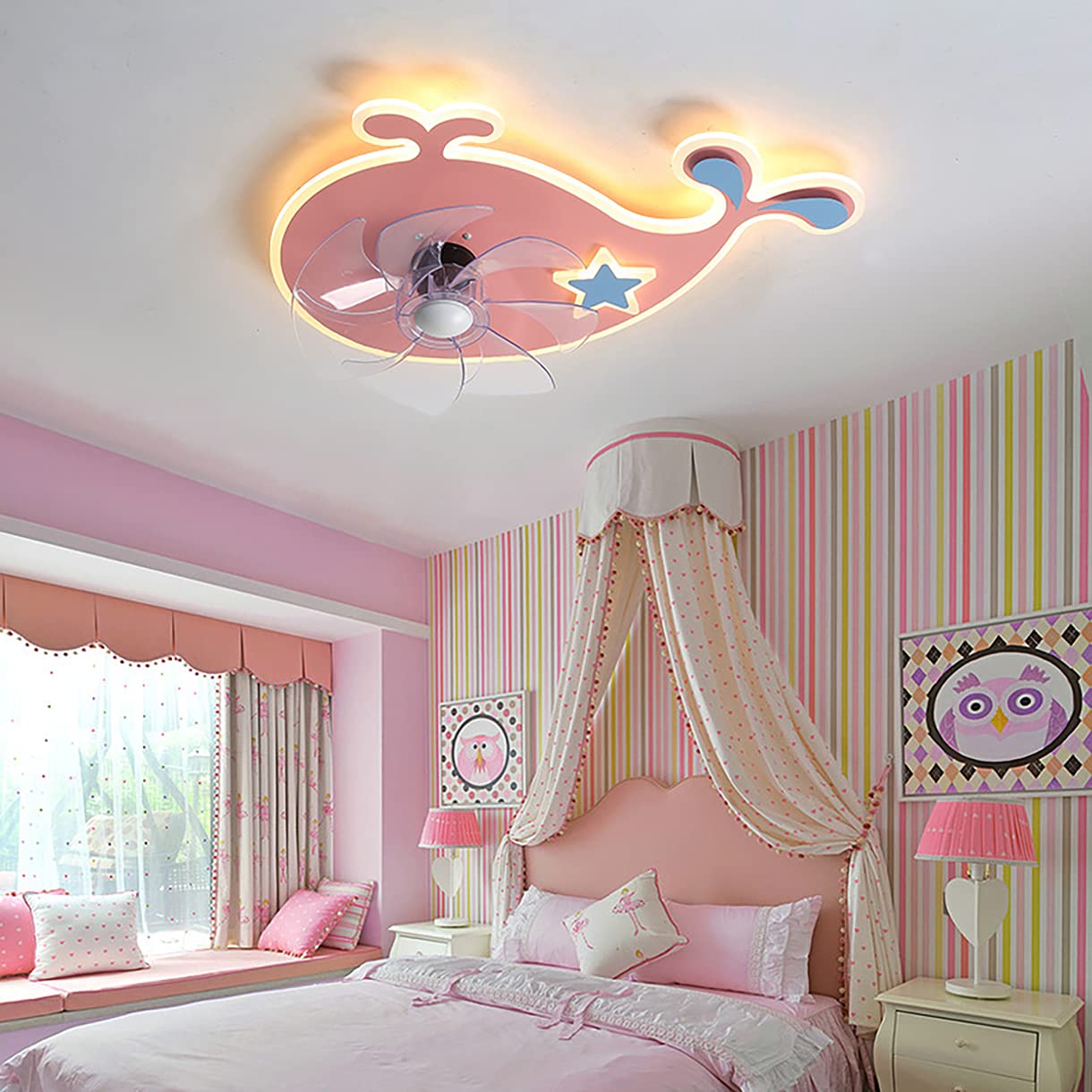 Éclairage ventilateur de plafond avec télécommande pour chambre calme et fraîche